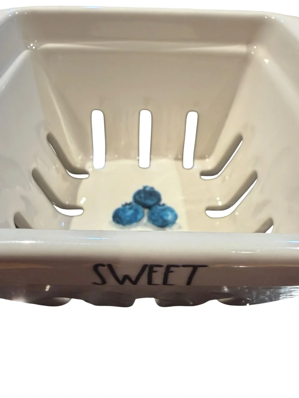 Rae Dunn Ceramic “Sweet” Blueberry Berry Bowl Colander Strainer